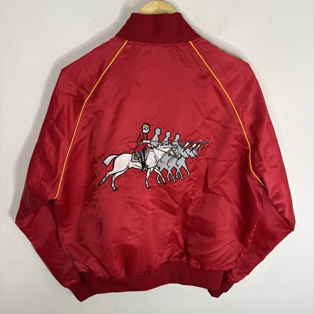 Vintage NWMP Commemorative Association Apollo Satin Jacket Red L Canada Mountie